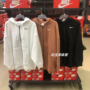 新款 中长款 耐克外套女春季 NIKE 运动休闲棉质连帽保暖夹克DD5635