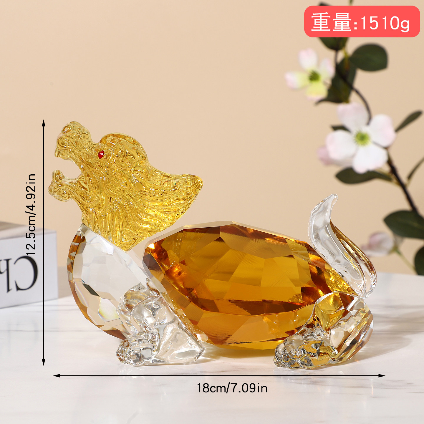 水晶貔貅龙龟摆件招财风水
