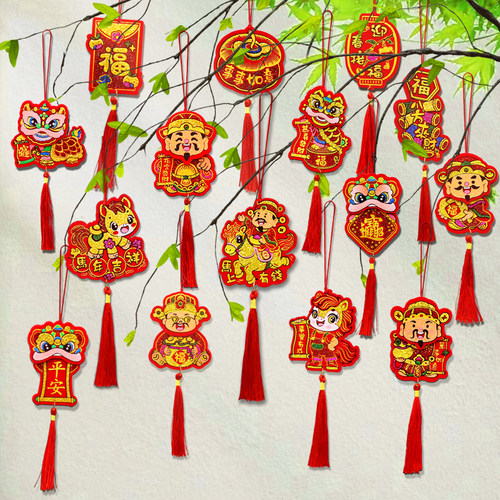 新年小吊饰植绒室内外春节红灯笼