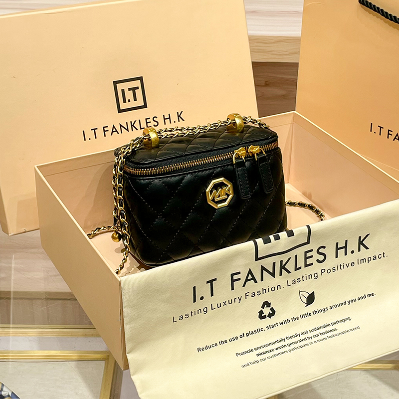 CITEX LV官方旗舰店香港专柜MK真皮菱格链条包女2025新款高级盒子