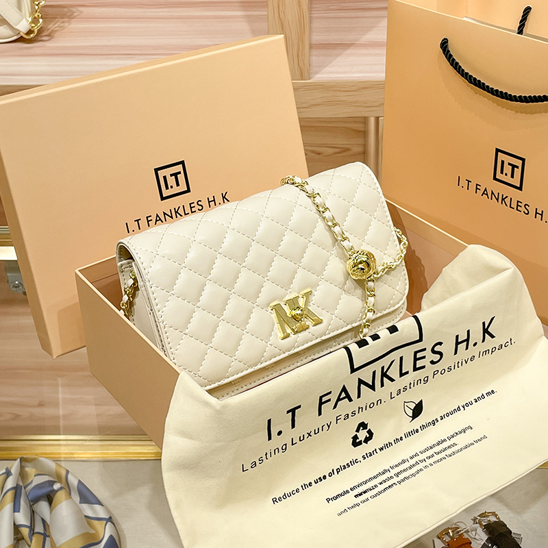 CITEX LV官方旗舰店香港专柜正品真皮女包高级感菱格链条包女春夏