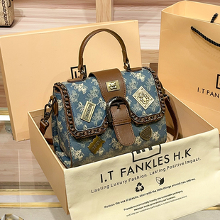 CITEX LV官方旗舰店香港代购包包女款真皮复古手提小方包2025新款