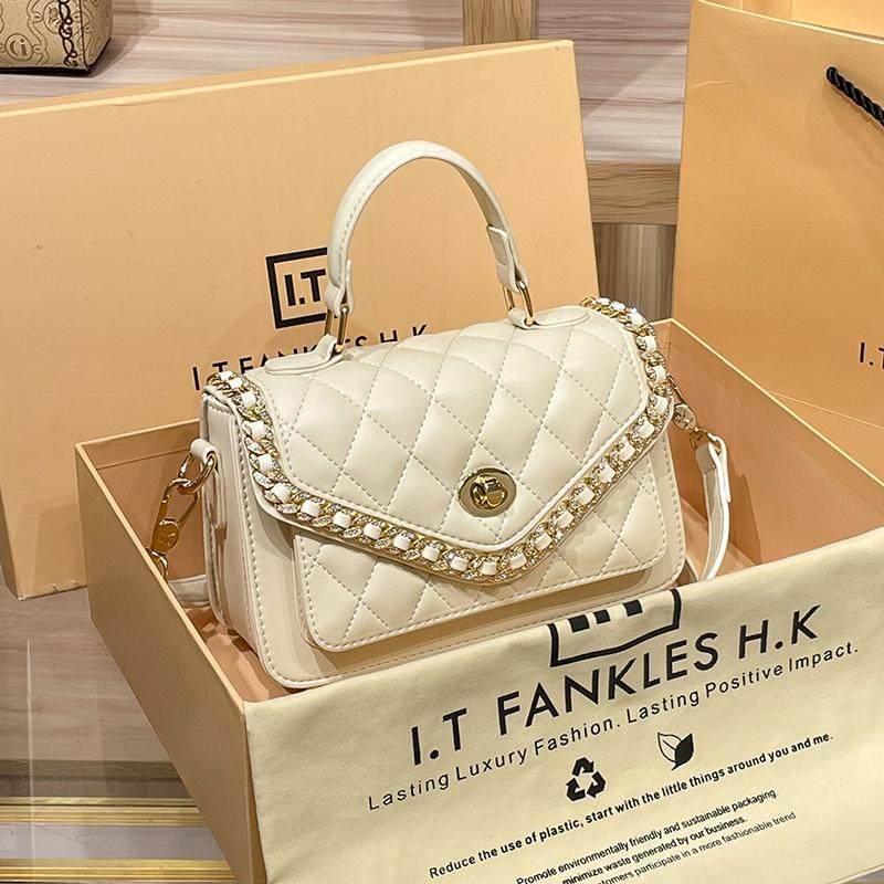 CITEX LV官方旗舰店香港专柜高级感真皮小香风菱格包包女2025新款