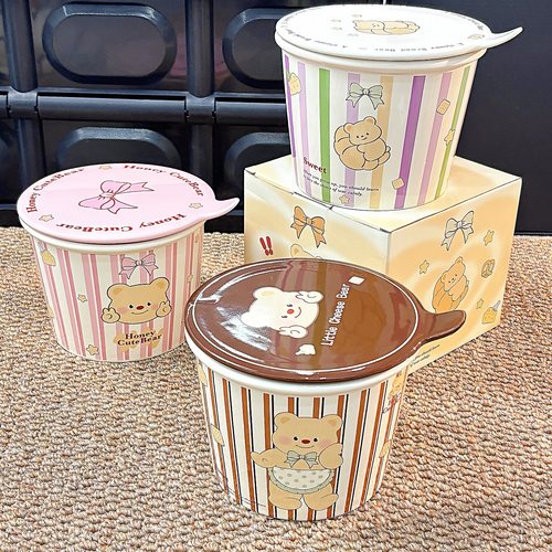 少女心可爱泡面碗带盖陶瓷碗大容量高颜值女生可爱学生宿舍家用