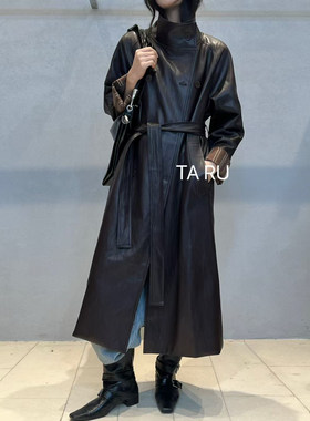 TARU酷飒立领过膝收腰风衣女