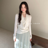 49不退不换联系客服改价 ONE簿款 特价 挂脖针织衫 女假两件上衣