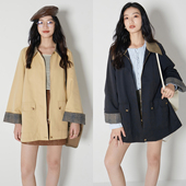 champs Fleurs des 复古撞色风衣外套