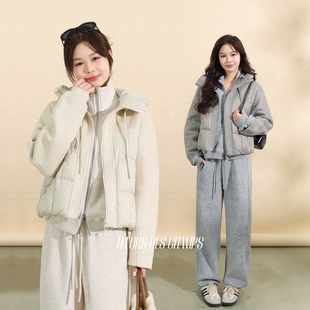 Fleurs des champs 双面呢拼接羽绒外套