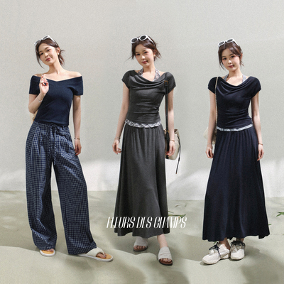 Fleurs des champsT恤/半裙/格子休闲裤