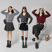 Fleurs 假两件V领针织开衫 des champs