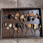 原创手工自然中草药橡果植物果实木质挂件手机链挂绳新挂件钥匙扣