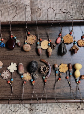 原创手工天然中草药橡果植物果实木质挂件手机链挂绳新挂件钥匙扣