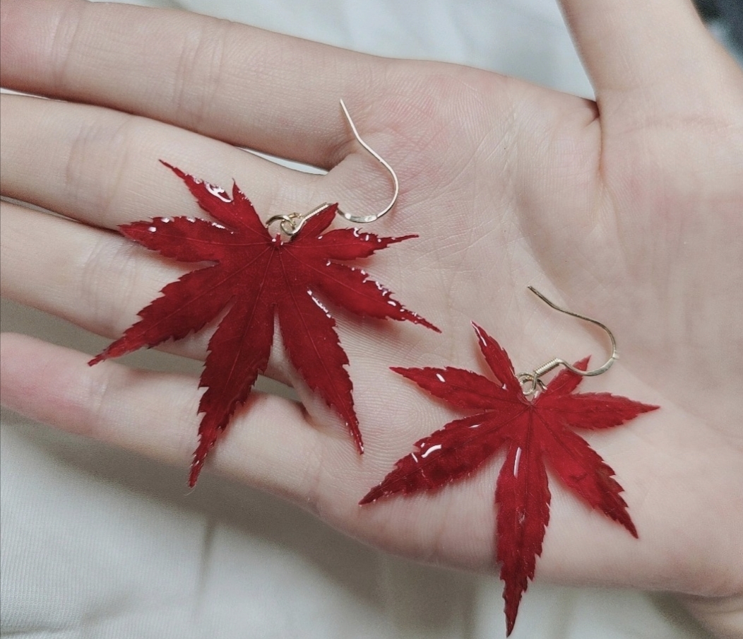 自然博物馆森系秋季落叶耳环女