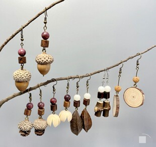 植物耳环橡果榛子果实手工复古民族风可爱甜美创意趣味耳钉改耳夹