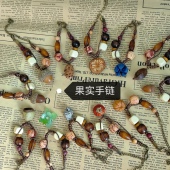 民族风编织森系复古天然植物果实手链女款 独特手饰 小众设计感个性
