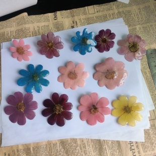 原创花瓣真花格桑花幸福花植物手作创意夸张自然滴胶植物戒指发夹