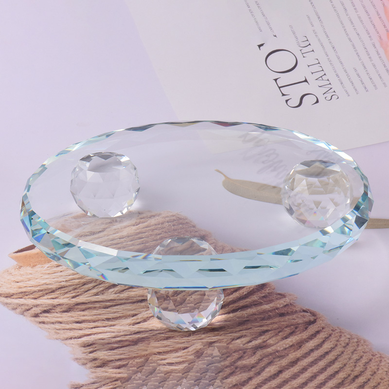 水晶玻璃圆底座盘饰品