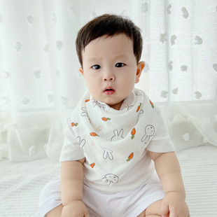 宝宝口水巾三角巾春秋薄款 婴儿围脖可爱儿童防风棉纱大方巾头巾潮