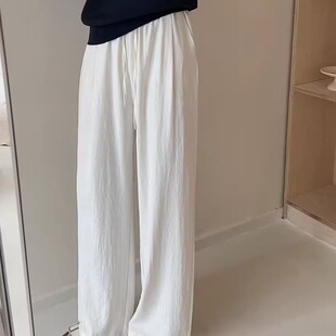 凉快显瘦万能腰休闲裤 宽松显瘦简约奶皮子阔腿裤 推荐 原单外贸爆款