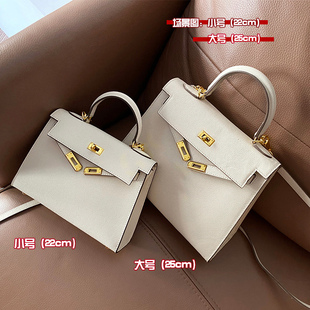 包包女2026新款二代mini凯莉包单肩斜挎真皮女包高级感牛皮手提包