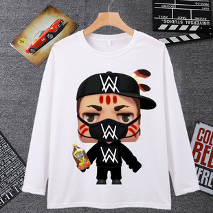 嘉豪穿搭表情包长袖男t恤女艾伦沃克WA猎奇抽象嘉豪嘉欣学生衣服