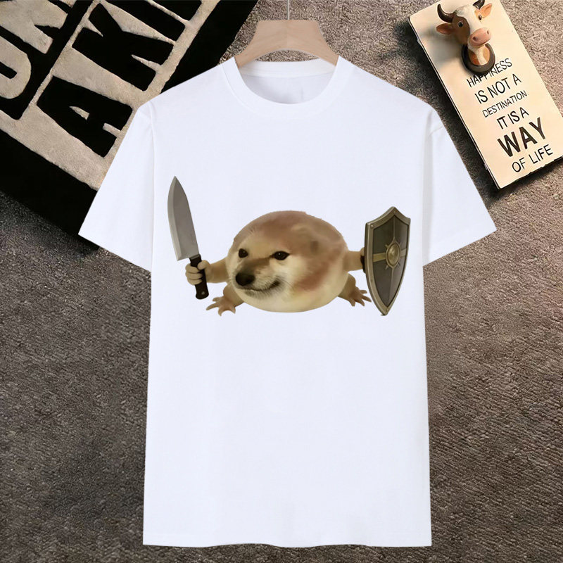 我的刀盾比比拉布表情包短袖男t恤女柴犬cheems香蕉猫猎奇学生装