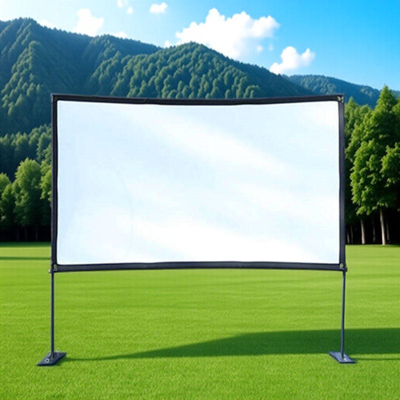 双支架幕布折叠便携户外防风投影幕布84寸100寸120寸投影幕布支架式户外投影布幕布户外露营幕布户外移动幕布