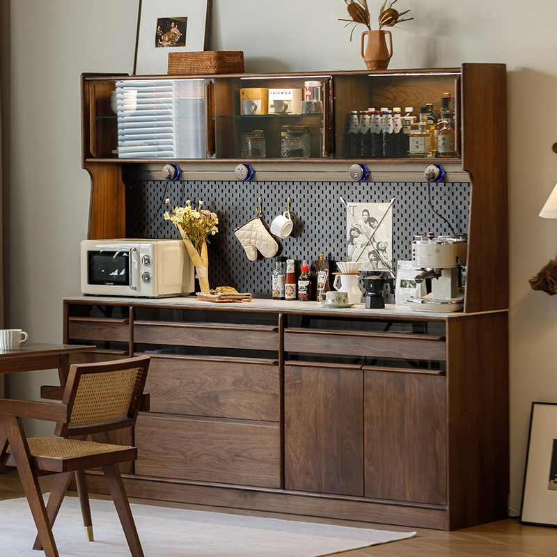 北美黑胡桃木餐边柜餐厅高柜北欧靠墙吧台柜一体茶水柜岩板储物柜,住宅家具,餐边柜,淘宝优惠券,粉丝福利购,淘宝优惠卷