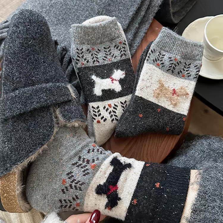 复古女袜小狗日系ins袜秋冬加厚保暖中筒袜长袜堆堆袜可爱毛绒袜,女士内衣/男士内衣/家居服,中筒袜,淘宝优惠券,粉丝福利购,淘宝优惠卷