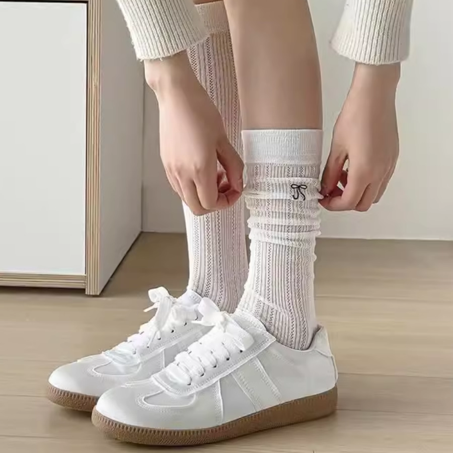 白色蝴蝶结袜子芭蕾风纯棉女夏季薄款长筒堆堆袜小腿袜春夏网眼,女士内衣/男士内衣/家居服,长筒袜,淘宝优惠券,粉丝福利购,淘宝优惠卷