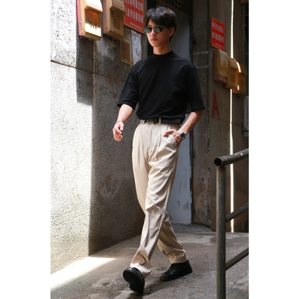 何记港风/  版型好颜色正  复古垂感西裤男春秋直筒休闲宽松长裤