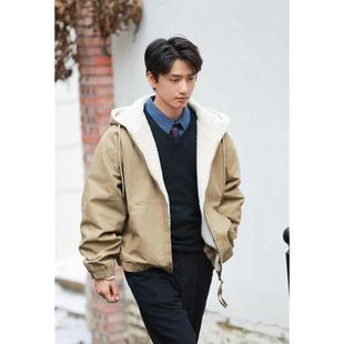 保暖宽松棉衣情侣款 何记港风 冬季 加绒加厚棉服外套 复古连帽工装