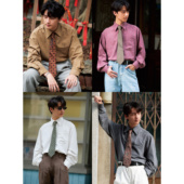 原创回馈款 衬衫 领带 复古港风磨毛雾感定制面料长袖 男