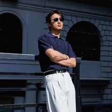 何记港风/4色 夏季修身短袖polo衫针织翻领纯色商务休闲上衣男