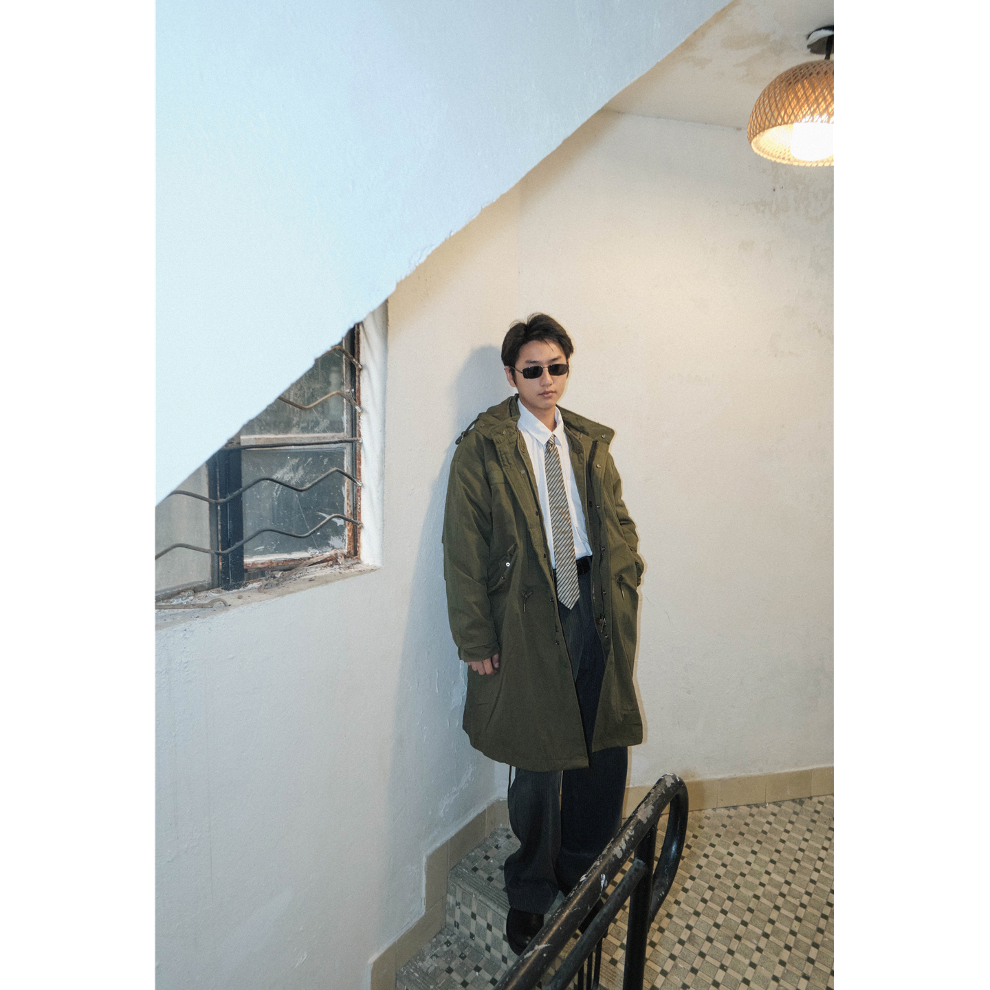 何记港风/复古水洗鱼尾军事风衣 可拆解内胆工装宽松大衣外套,男装,风衣,淘宝优惠券,粉丝福利购,淘宝优惠卷