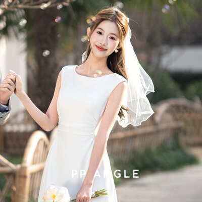 法式领证跟拍轻婚纱新娘订婚礼服裙气质宴会连衣裙小个子日常可穿