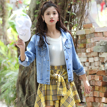 宽松港风小清新牛仔衣 小个子显瘦上衣韩版 2019新款 牛仔外套女短款