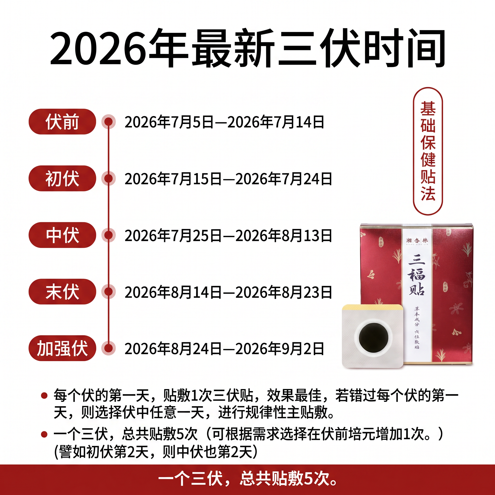 红杏林三伏贴艾草贴三伏贴一盒12贴26.7.5起贴