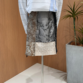 Ceevan春夏重工拼接撞色提花高级气质百搭中式 A字半身裙女短裙