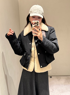 2025冬季新款工装大口袋羊羔毛领可拆卸羊剪绒马甲保暖棉服外套女