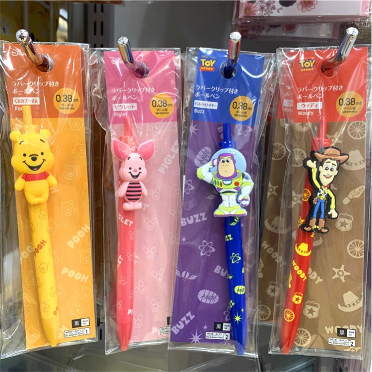 日本DAISO大创 新品迪士尼合作款人偶造型笔夹圆珠笔0.38mm