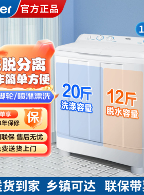 海尔10公斤双缸双桶半自动家用洗衣机动力水强力去污XPB100-628S