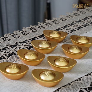 必禧利全铜摆件实心铜元宝金锭手把件家居饰品金元宝礼品书房摆件