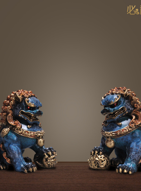 必禧利铜狮子摆件招财装饰客厅