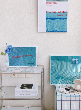 Blue pool蓝色泳池ins风装饰画咖啡店挂画韩国小众卧室摆件落地画