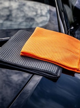 华夫格擦车巾汽车菠萝格玻璃清洁专用吸水不掉毛巾抹布方巾玻璃巾