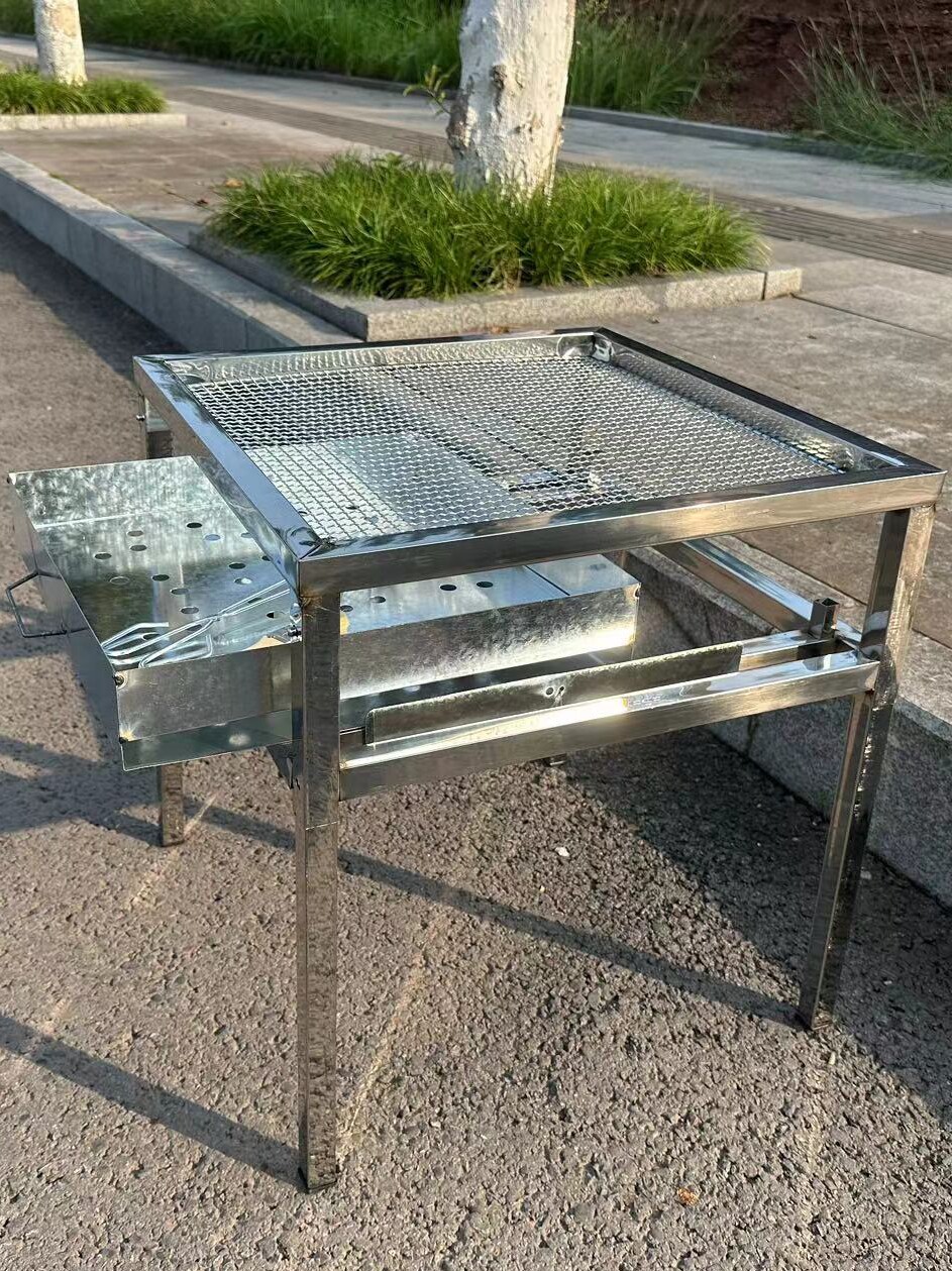 加厚不锈抽式烧烤炉便携式烧烤架可屉拆钢gdz炭卸组装木烤肉户外
