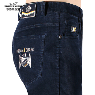 2024冬季新款男加厚直筒平绒休闲裤布鲁斯鲨鱼男士宽松灯芯绒裤子