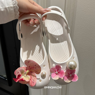 休闲芭蕾风洞洞鞋女夏季新款软底凉拖鞋防滑透气平底海边度假凉鞋