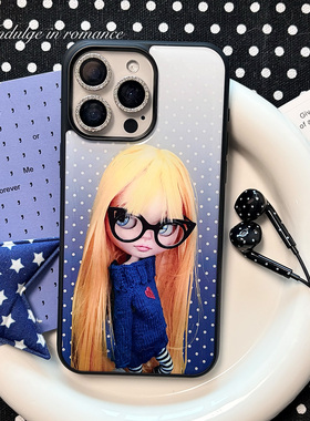 忧郁蓝波小布娃娃blythe复古波点iPhone17promax滴胶全包iphone1716promax亚克力壳苹果1614pro手机壳